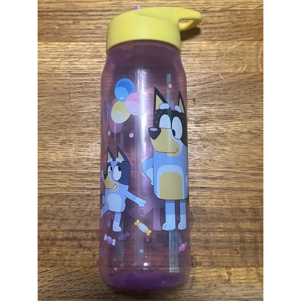 Zak Designs Bluey Water Bottle Purple Yellow Lid Flip Straw Reusable BPA Free
